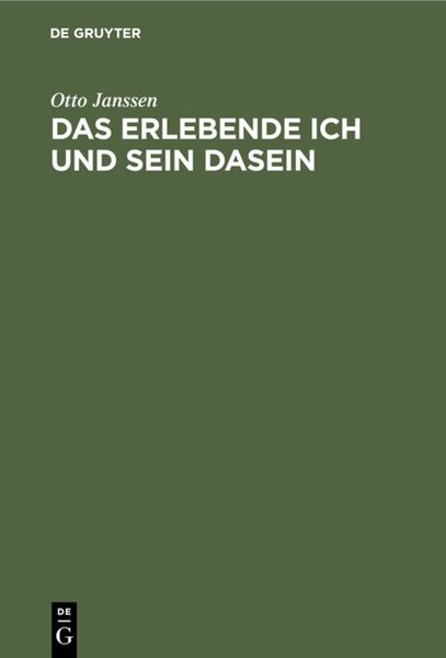 Produktbild: Das erlebende Ich und sein Dasein