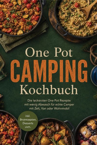 Produktbild: One Pot Camping Kochbuch: Die leckersten One Pot Rezepte mit wenig Abwasch f&uuml;r echte Camper mit Zelt, Van oder Wohnmobil - inkl. Brotrezepten, Dessert