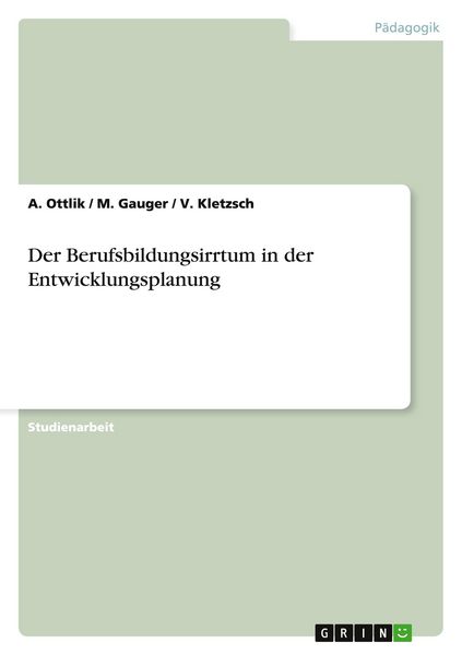 Produktbild: Der Berufsbildungsirrtum in der Entwicklungsplanung