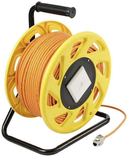 Produktbild: Renkforce RJ45 Netzwerk Kabeltrommel CAT 7a S/FTP 90.00m Orange Rund
