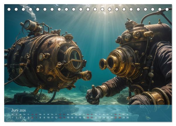 Produktbild: Steampunk - Unterwasser Roboter (Tischkalender 2026 DIN A5 quer), CALVENDO Monatskalender