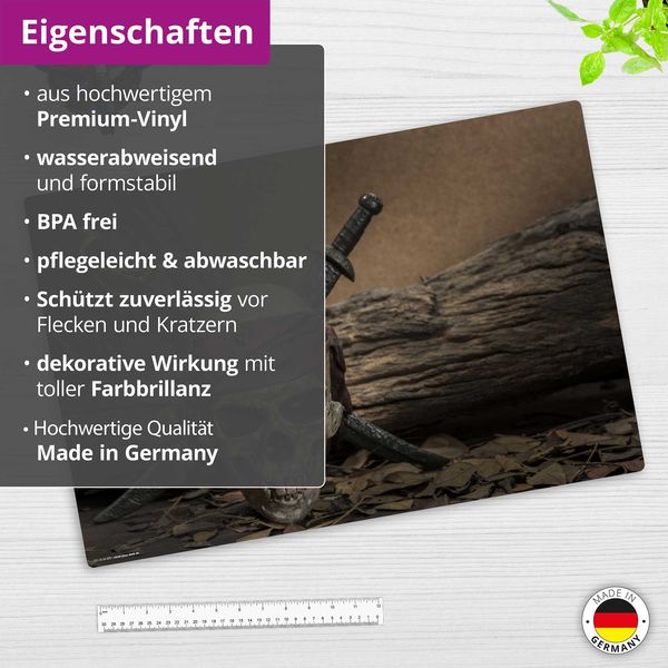 Produktbild: Cover-your-desk Schreibtischunterlage f&uuml;r Kinder Totenkopf mit Piratens&auml;bel - Jolly Roger, aus hochwertigem Vinyl , 60 x 40 cm