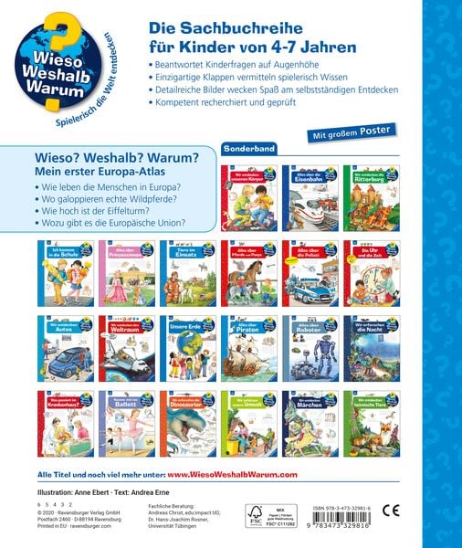 Produktbild: Wieso? Weshalb? Warum? Sonderband - Mein erster Europa-Atlas