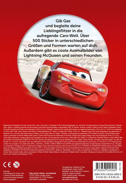 Produktbild: Disney PIXAR Cars: Mein gro&szlig;er Sticker- und Malspa&szlig;