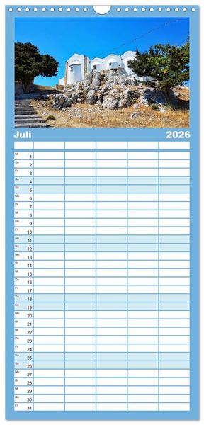 Produktbild: Familienplaner 2026 - Kreta - Insel der Kapellen mit 5 Spalten (Wandkalender, 21 x 45 cm) CALVENDO