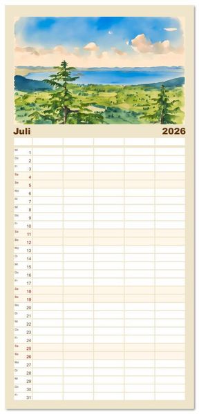 Produktbild: Familienplaner 2026 - Idylle im Latium mit 5 Spalten (Wandkalender, 21 x 45 cm) CALVENDO