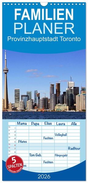 Produktbild: Familienplaner 2026 - Provinzhauptstadt Toronto mit 5 Spalten (Wandkalender, 21 x 45 cm) CALVENDO