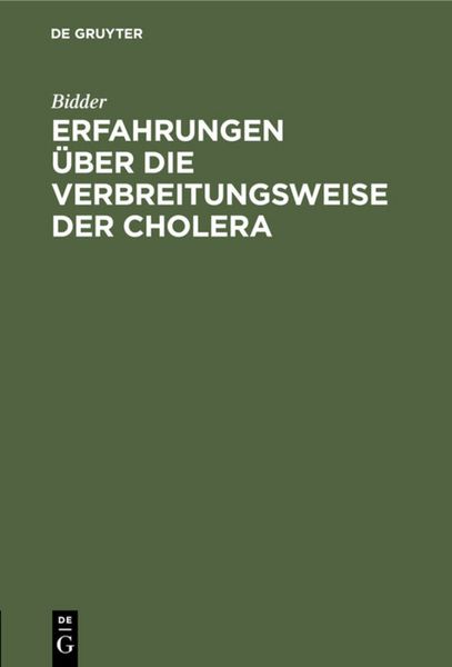 Produktbild: Erfahrungen &uuml;ber die Verbreitungsweise der Cholera