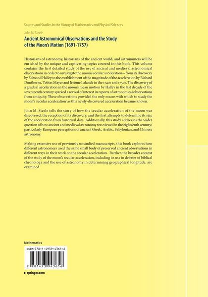 Produktbild: Ancient Astronomical Observations and the Study of the Moon&rsquo;s Motion (1691-1757)