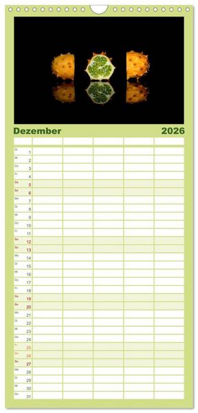 Produktbild: Familienplaner 2026 - Fr&uuml;chte dreigeteilt mit 5 Spalten (Wandkalender, 21 x 45 cm) CALVENDO
