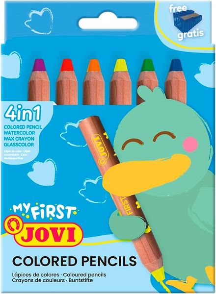 Produktbild: JOVI - MY FIRST 6 extra dicke 4in1 Holzbuntstiften, 6er Set