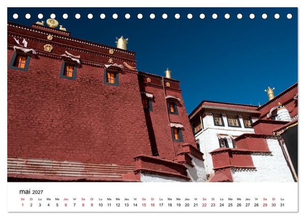 Produktbild: Monast&egrave;res et paysages du Tibet (Calendrier de bureau 2027 DIN A5 vertical), CALVENDO calendrier mensuel
