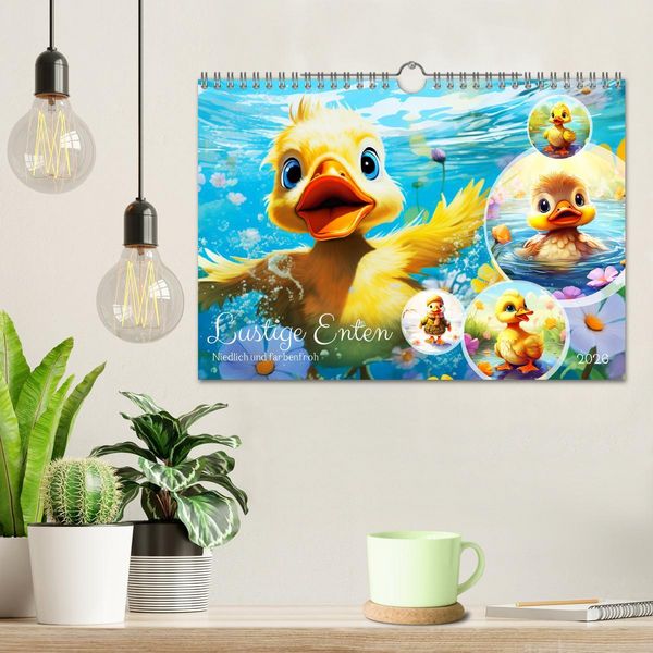 Produktbild: Lustige Enten. Niedlich und farbenfroh (Wandkalender 2026 DIN A4 quer), CALVENDO Monatskalender
