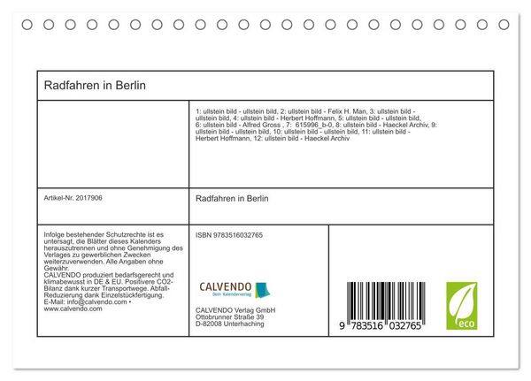 Produktbild: Radfahren in Berlin (Tischkalender 2026 DIN A5 quer), CALVENDO Monatskalender