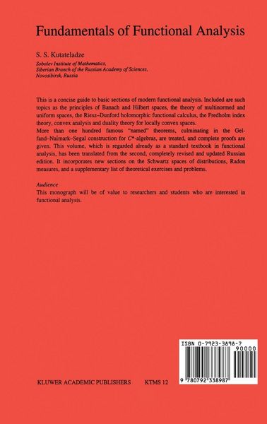 Produktbild: Fundamentals of Functional Analysis