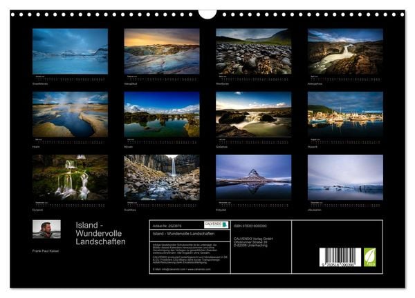 Produktbild: Island - Wundervolle Landschaften (Wandkalender 2026 DIN A3 quer), CALVENDO Monatskalender