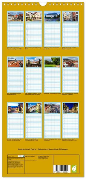 Produktbild: Familienplaner 2026 - Residenzstadt Gotha - Reise durch das sch&ouml;ne Th&uuml;ringen mit 5 Spalten (Wandkalender, 21 x 45 cm) CALVENDO