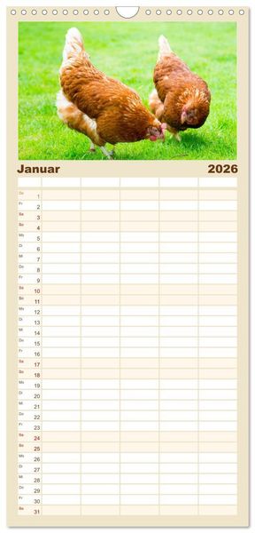 Produktbild: Familienplaner 2026 - Geliebte Tiere auf dem Bauernhof mit 5 Spalten (Wandkalender, 21 x 45 cm) CALVENDO