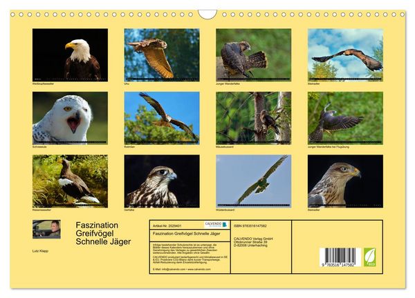 Produktbild: Faszination Greifv&ouml;gel Schnelle J&auml;ger (Wandkalender 2026 DIN A3 quer), CALVENDO Monatskalender