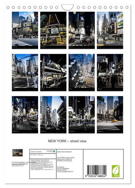 Produktbild: NEW YORK &ndash; street view (Wandkalender 2026 DIN A4 hoch), CALVENDO Monatskalender