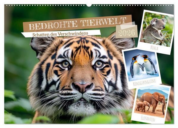 Produktbild: Bedrohte Tierwelt SCHATTEN DES VERSCHWINDENS (Wandkalender 2026 DIN A2 quer), CALVENDO Monatskalender