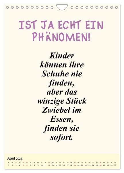 Produktbild: Spr&uuml;che-Kalender. Lustiges f&uuml;r die Familie! (Wandkalender 2026 DIN A4 hoch), CALVENDO Monatskalender