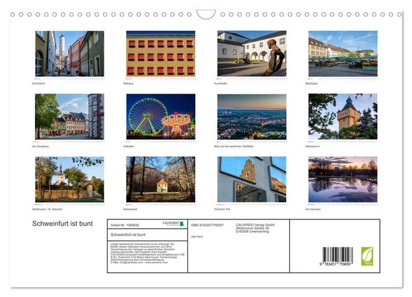 Produktbild: Schweinfurt ist bunt (Wandkalender 2026 DIN A3 quer), CALVENDO Monatskalender