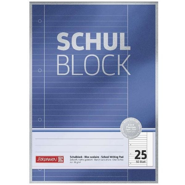 Produktbild: Brunnen Schulblock A4 Lin25 50Bl Premium