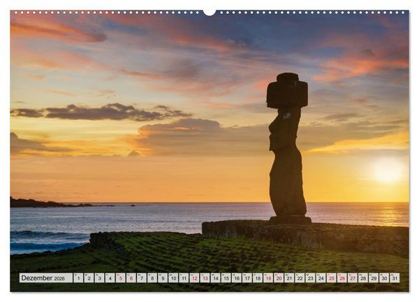 Produktbild: Die Osterinsel &ndash; Mythen, Moai und wilde Sch&ouml;nheit (hochwertiger Premium Wandkalender 2026 DIN A2 quer), Kunstdruck in Hochglanz