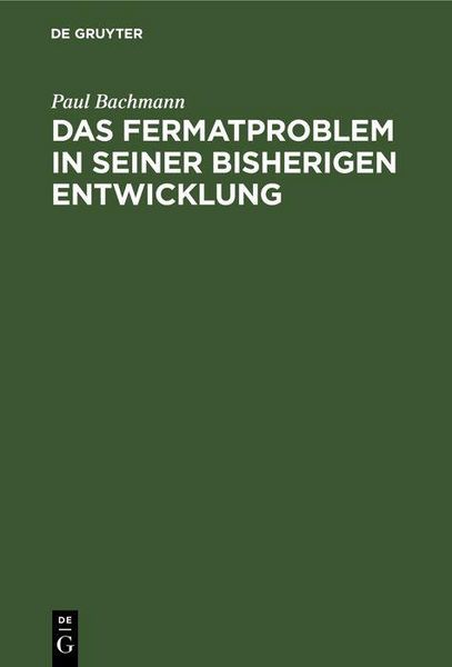 Produktbild: Das Fermatproblem in seiner bisherigen Entwicklung