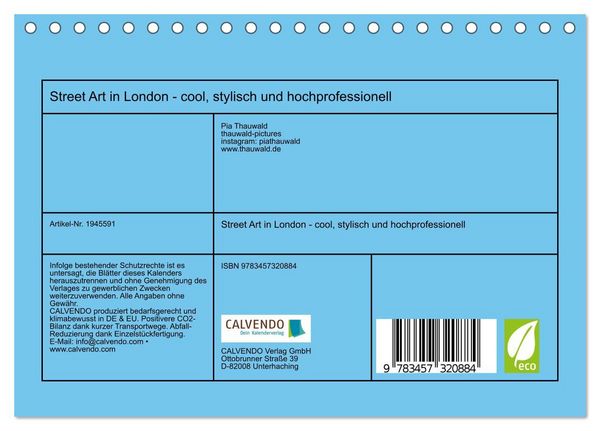 Produktbild: Street Art in London - cool, stylisch und hochprofessionell (Tischkalender 2026 DIN A5 quer), CALVENDO Monatskalender