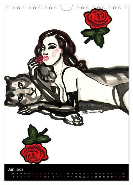 Produktbild: Kesse Mietzen - Burlesque cats II - mit flotten Linien gezeichnete Pin-up Katzen (Wandkalender 2025 DIN A4 hoch), CALVENDO Monatskalender