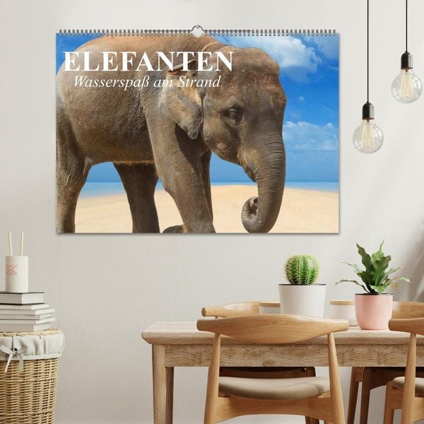 Produktbild: Elefanten - Wasserspa&szlig; am Strand (Wandkalender 2026 DIN A2 quer), CALVENDO Monatskalender