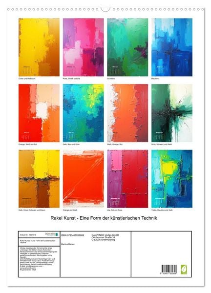 Produktbild: Rakel Kunst - Eine Form der k&uuml;nstlerischen Technik (Wandkalender 2026 DIN A2 hoch), CALVENDO Monatskalender