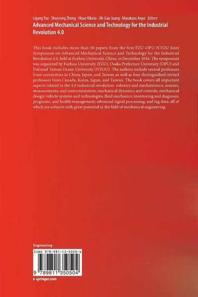 Produktbild: Advanced Mechanical Science and Technology for the Industrial Revolution 4.0