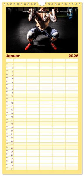 Produktbild: Familienplaner 2026 - Kraftsport mit 5 Spalten (Wandkalender, 21 x 45 cm) CALVENDO