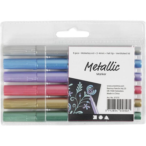Produktbild: Creativ Company Metallic-Marker, Strichst&auml;rke 2-4 mm, Metallic-Farben, 6 Stk