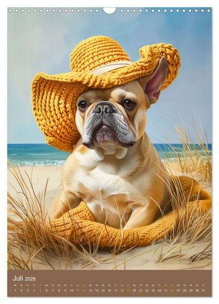 Produktbild: Frenchie Couture - Franz&ouml;sische Bulldoggen in Strick-Chic (Wandkalender 2026 DIN A3 hoch), CALVENDO Monatskalender