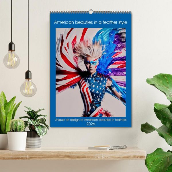 Produktbild: American beauties in a feather style (Wall Calendar 2026 DIN A2 portrait), CALVENDO 12 Month Wall Calendar