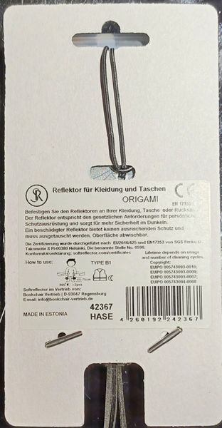 Produktbild: Softreflector ORIGAMI (Hase) Reflektor f&uuml;r Taschen und Kleidung