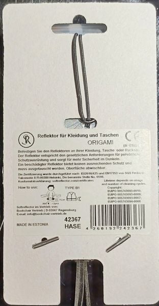 Produktbild: Softreflector ORIGAMI (Hase) Reflektor f&uuml;r Taschen und Kleidung