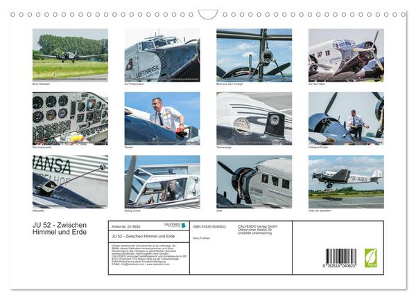 Produktbild: JU 52 - Zwischen Himmel und Erde (Wandkalender 2026 DIN A3 quer), CALVENDO Monatskalender