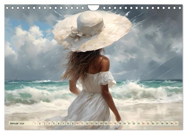 Produktbild: Strandzauber- Frauen in eleganten Kleidern (Wandkalender 2026 DIN A4 quer), CALVENDO Monatskalender