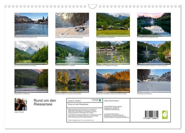 Produktbild: Rund um den Riessersee (Wandkalender 2026 DIN A3 quer), CALVENDO Monatskalender