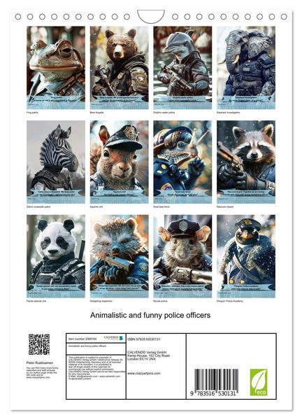 Produktbild: Animalistic and funny police officers (Wall Calendar 2026 DIN A4 portrait), CALVENDO 12 Month Wall Calendar