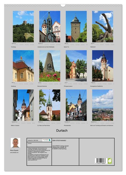 Produktbild: Durlach (Wandkalender 2026 DIN A2 hoch), CALVENDO Monatskalender
