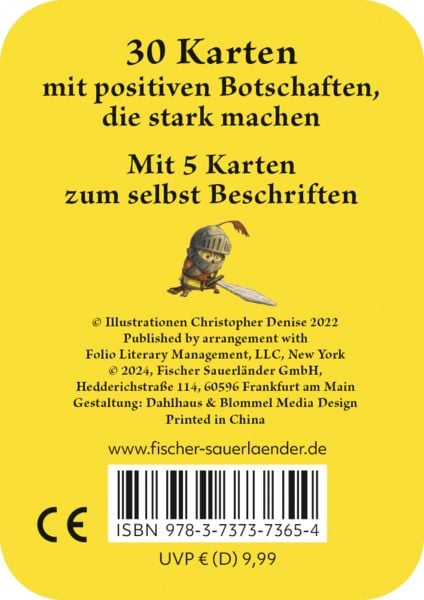 Produktbild: Die kleine Rittereule Mutmachkarten