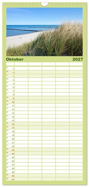 Produktbild: Familienplaner 2027 - Sonne, Strand & Meer mit 5 Spalten (Wandkalender, 21 x 45 cm) CALVENDO