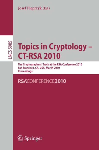 Produktbild: Topics in Cryptology - CT-RSA 2010