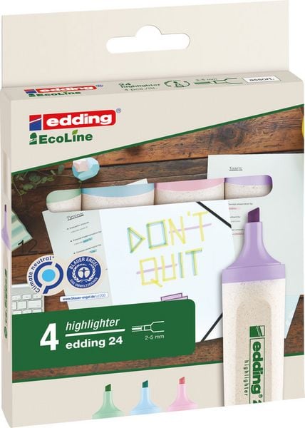 Produktbild: edding Textmarker 24 EcoLine 4er Set pastellfarben
